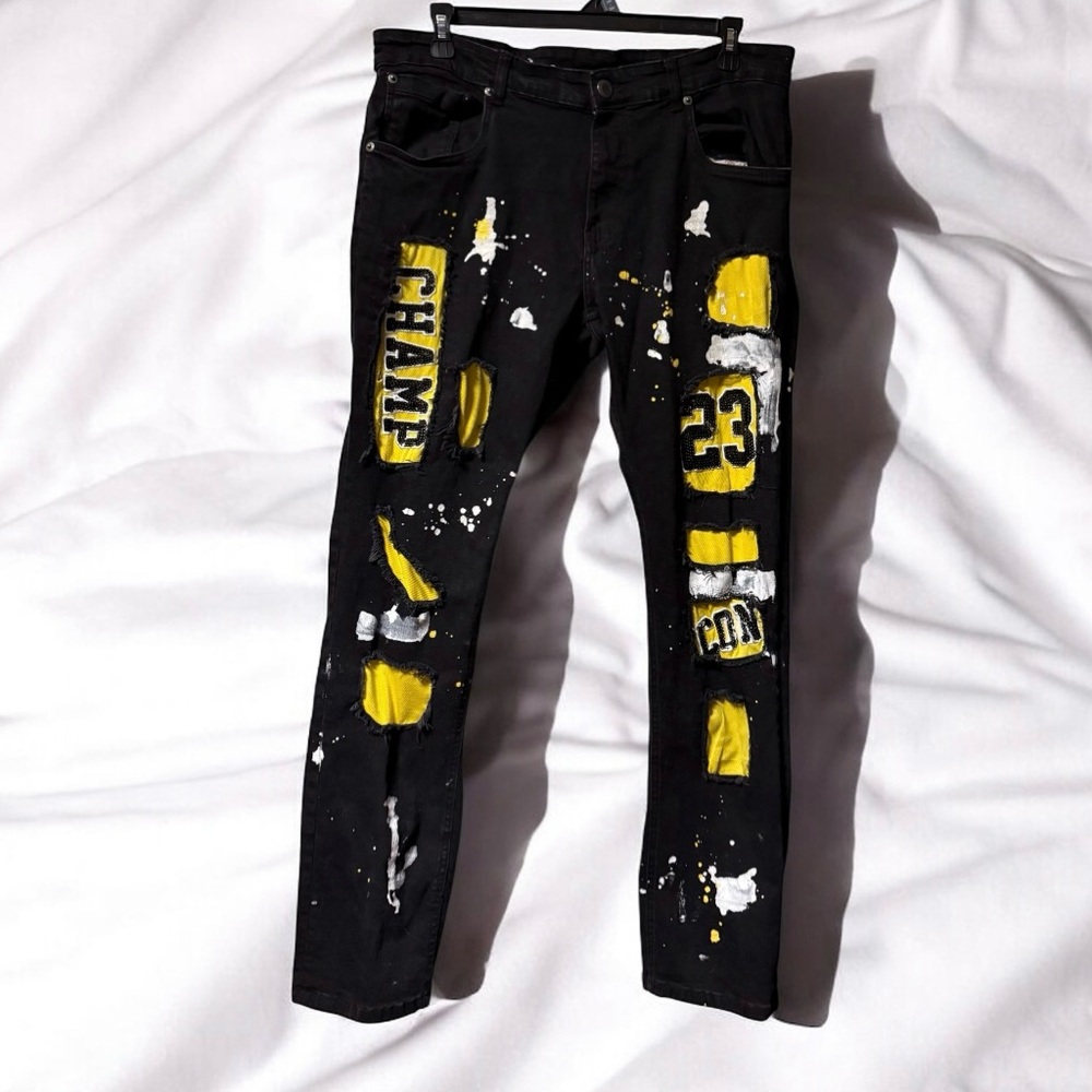 Copper Rivet ~ Jeans ~ Men’s ~ Slim Fit ~ Black ~ Graphic Denim Pants ~ 38 X 32 - Picture 7 of 16